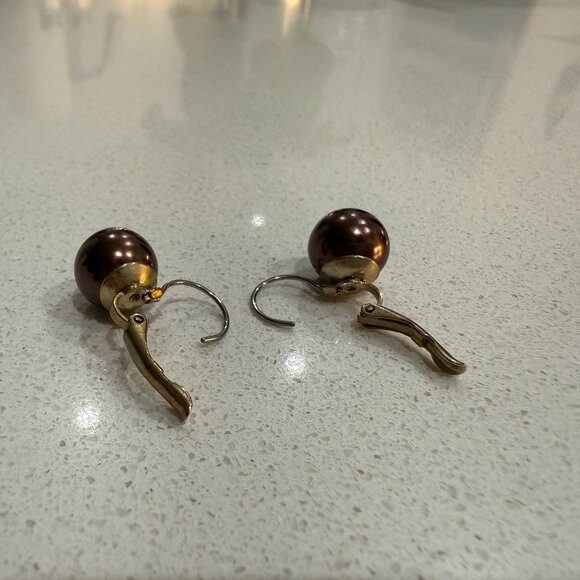 Vintage Faux Pearl Lever Back Earrings - Picture 4 of 5